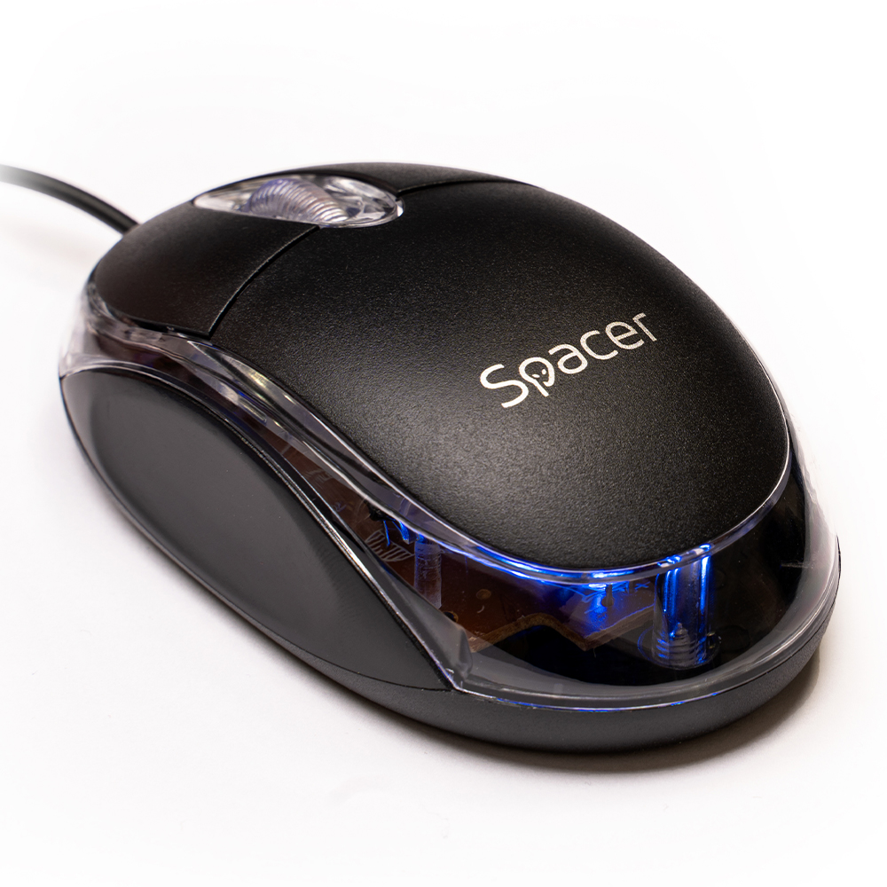 MOUSE Spacer, PC sau NB, cu fir, USB, optic, 800 dpi, butoane/scroll 3/1, , negru, "SPMO-080" 45503289 (timbru verde 0.18 lei)