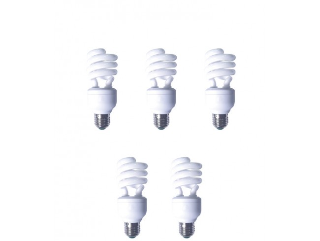 SET 5 becuri fluorescent Panasonic, soclu E27, putere 19W, forma spirala, lumina alb rece, alimentare 220 - 240 V, "EFD19E65HD3E-5" (timbru verde 2.25 lei)