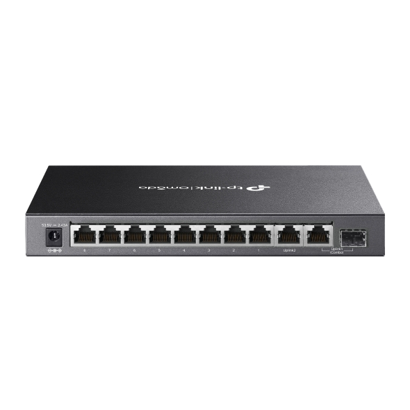 SWITCH TP-LINK Omada unmanaged, 9×Gigabit RJ45, and 1×Gigabit combo SFP/RJ45 Port (8 porturi POE+ buget total 123W), carcasa metalica "DS110GMP" (timbru verde 2 lei)