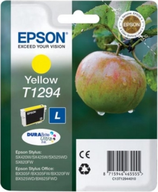Cartus Cerneala Original Epson Yellow, T1294, pentru SX425W, , (timbru verde 0.15 lei), "C13T12944011"(RAPO)