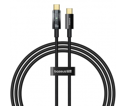 CABLU alimentare si date Baseus Explorer, Fast Charging Data Cable pt. smartphone, USB Type-C la USB Type-C 100W, oprire automata incarcare, braided, 2m, negru "P10319704111-00" (timbru verde 0.08 lei) - 6932172660604