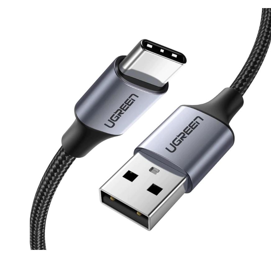 CABLU alimentare si date Ugreen, "US288", Fast Charging Data Cable pt. smartphone, USB la USB Type-C, 5V/3A, nickel plating, braided, 0.5m, alb, "60130" (timbru verde 0.08 lei) - 6957303861309