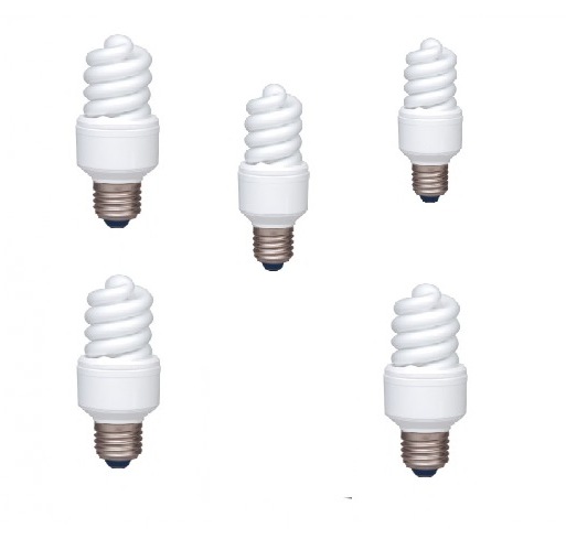 SET 5 becuri fluorescent Panasonic, soclu E27, putere 13W, forma spirala, lumina alb rece, alimentare 220 - 240 V, "EFD13E672V-5" (timbru verde 2.25 lei)