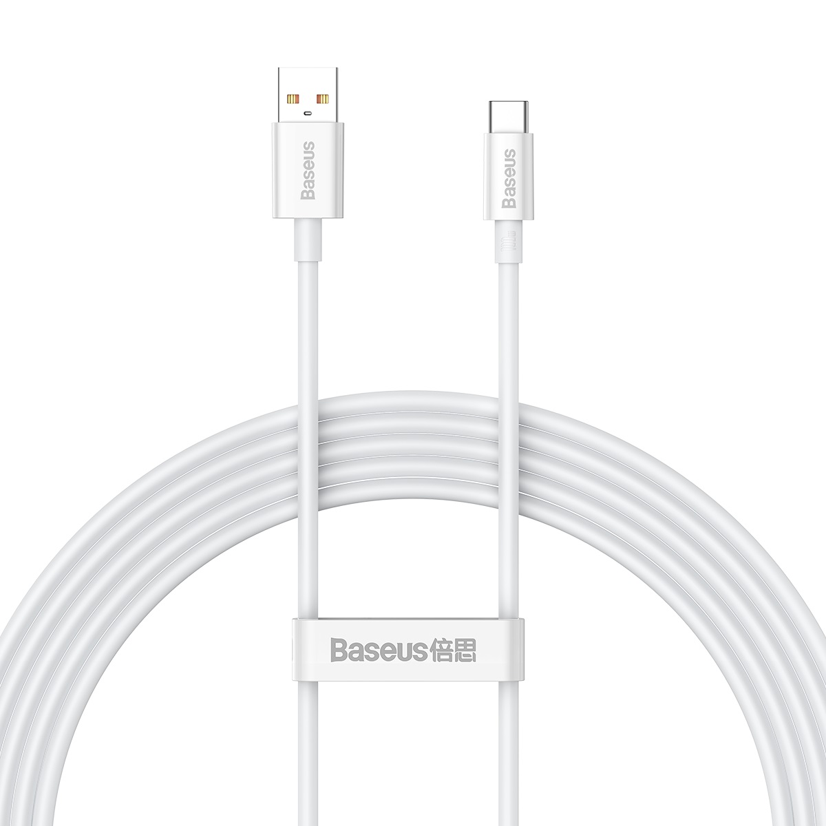 CABLU alimentare si date Baseus Superior, Fast Charging Data Cable pt. smartphone, USB la USB Type-C 100W, braided, 2m, alb "P10320102214-03" (timbru verde 0.08 lei) - 6932172631994