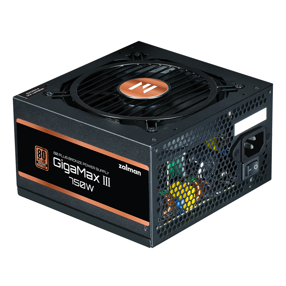 SURSA Zalman "GV3", 750W, certificare 80 Plus Bronze, non-modular, fan 120mm, negru, "ZM750-GV3" (timbru verde 2 lei)