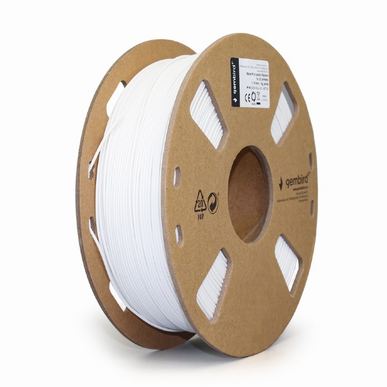 FILAMENT GEMBIRD pt. imprimanta 3d, PLA, 1.75mm diamentru, 1Kg / bobina, aprox. 340m, topire 190-220 grC, white, "3DP-PLA-01-MTW"