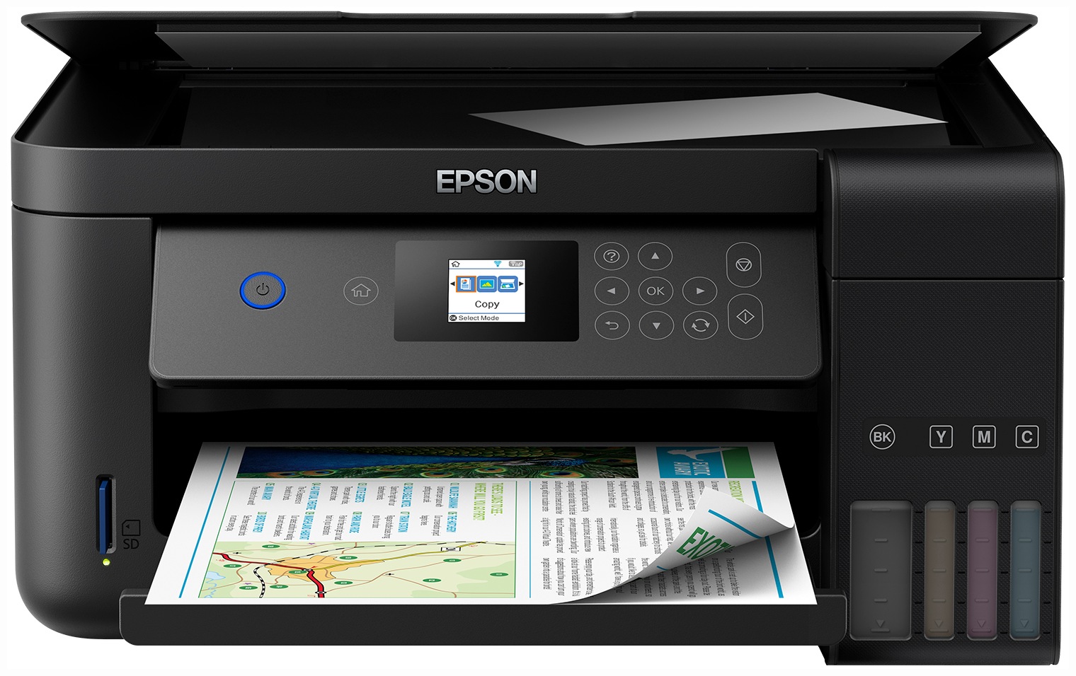 Multifunctional Inkjet CISS Color Epson L4160, A4, Functii:Impr|Scan|Cop,Viteza Print Mono:33 ppm,Viteza Print color:15 ppm,Conectiv:USB|WiFi,Duplex:Da,ADF:Nu(Timbru Verde 21lei), "C11CG23401"