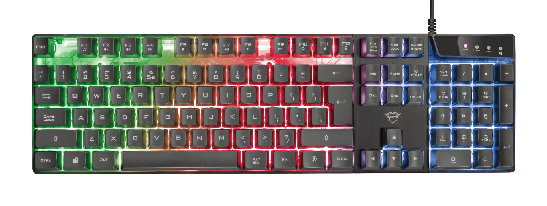 TASTATURA TRUST- gaming, "GXT 835 Azor", cu fir, 104 taste, format standard , USB, negru, "TR-23651" (timbru verde 0.8 lei)