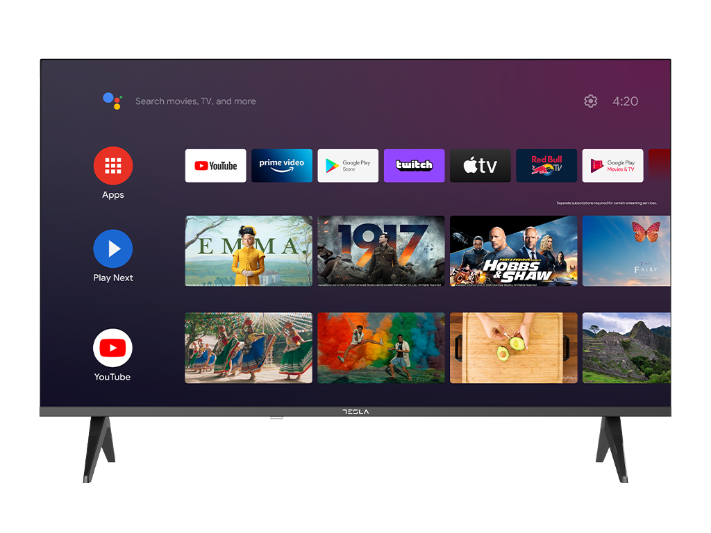 Tesla Android TV 11, DLED 40E635BFS, 101 cm, FHDDVB-T/T2/C/S/S2, 300 cd/m2, VESA 200x200mm "40E635BFS" (timbru verde 15 lei)