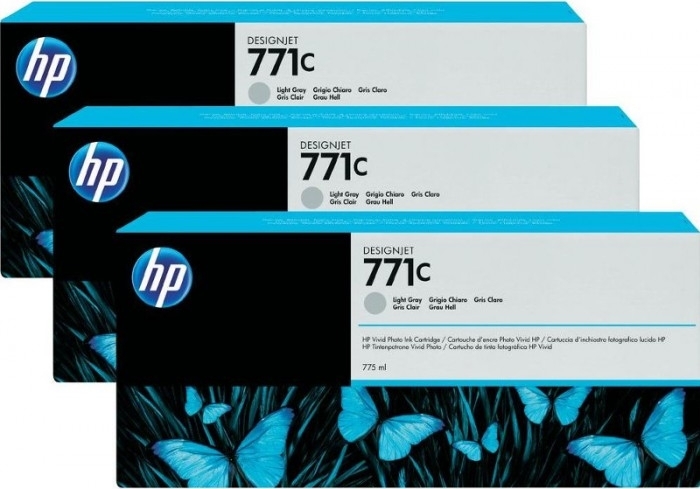Tri-Pack Original HP Light Grey, nr.771C, pentru DesignJet Z6200, , (timbru verde 0.45 lei), "B6Y38A"