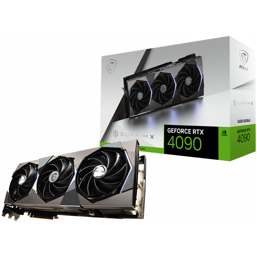 MSI Video Card NVidia RTX 4090 SUPRIM X 24G (24GB GDDR6X/384bit, PCI-E Gen4, 1x 16-pin Power Connector, 3x DP, 1x HDMI, 850W recommended PSU, ATX Retail) "RTX_4090_SUPRIM_X_24G"