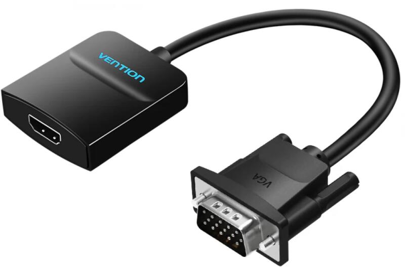 Convertor video Vention, VGA(T) la HDMI (M), 0.15m, rezolutie maxima 1080p la 60 Hz, nu, cupru, invelis PVC si ABS, negru, "ACNBB" (timbru verde 0.18lei) - 6922794735231