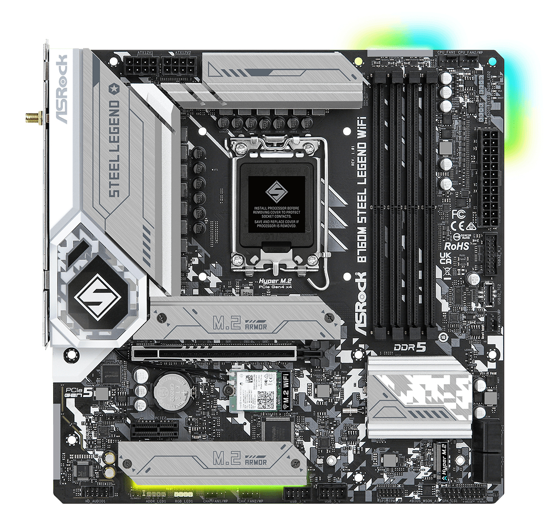 Placa de baza B760M Steel Legend WiFi M-ATX LGA 1700 Intel B760 "90-MXBL70-A0UAYZ"
