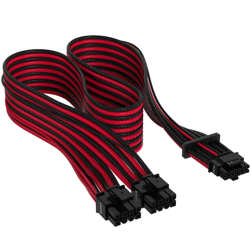 Corsair Cablu premium 12+4pin, PCIe Gen 5, 12VHPWR, 600W, Type 4, fire invelite individual, Rosu/Negru "CP-8920334"
