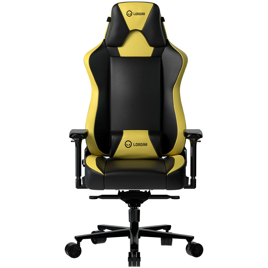 LORGAR Base 311, Gaming chair, PU eco-leather, 1.8 mm metal frame, multiblock mechanism, 4D armrests, 5 Star aluminium base, Class-4 gas lift, 75mm PU casters, Black + yellow "LRG-CHR311BY"