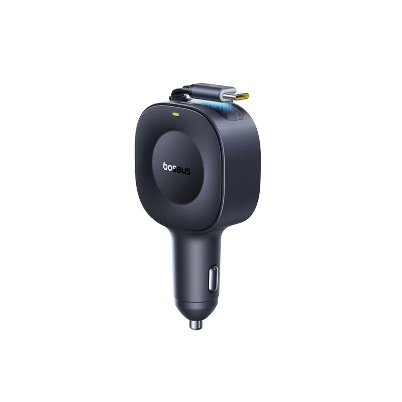 INCARCATOR auto Baseus PrimeTrip VR2, Quick Charge 30W, 1 x USB Type-C, cablu retractabil integrat 1 x USB Type-C, pt. bricheta auto, negru "C0206400" (timbru verde 0.18 lei) - 6932172692216