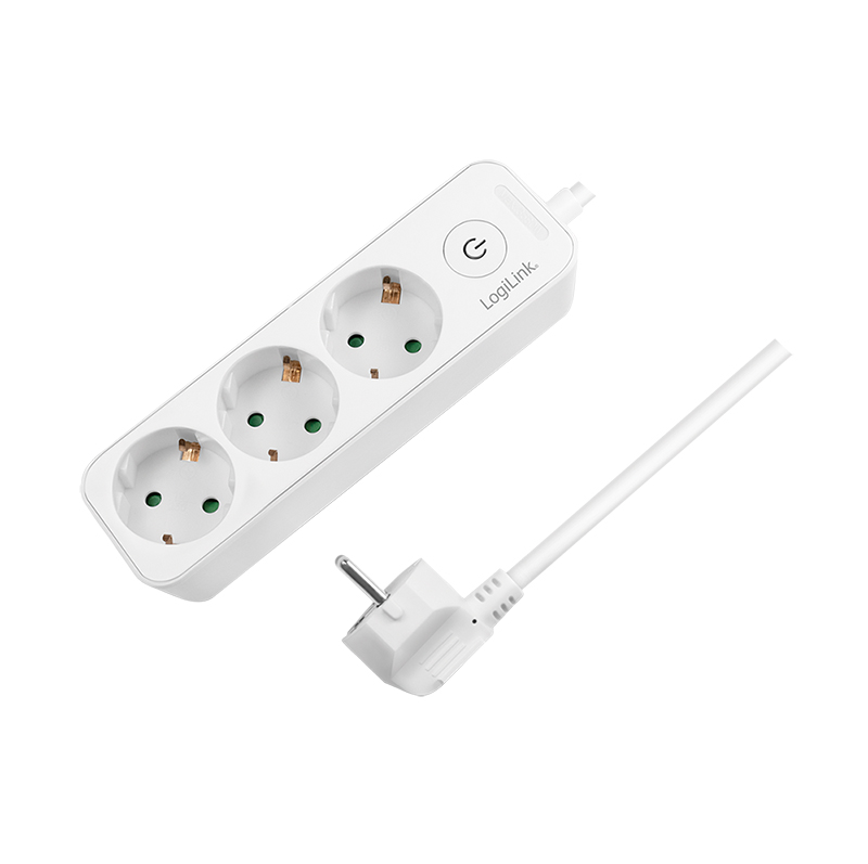 PRELUNGITOR LOGILINK, Schuko x 3, cablu 3G 1.5mm2, 230 V/16 A, 50 Hz, max. 3600 W, buton intrerupator iluminat, IP20, 1.5m, alb "LPS244" (include TV 0.80lei)