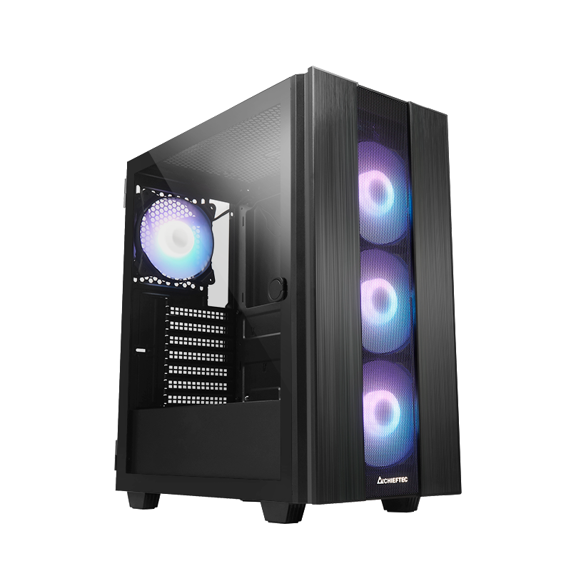CARCASA Chieftec "HUNTER 2", Middle Tower,ATX fara sursa, sticla securizata,4xfan ARGB,USB 3.2 gen 1x1,USB Type-Cx1, ack 3.5mm,mesh pt. filtrare praf,HUB, fan ctr, "GS-02B-OP" (timbru verde 0.08 lei)