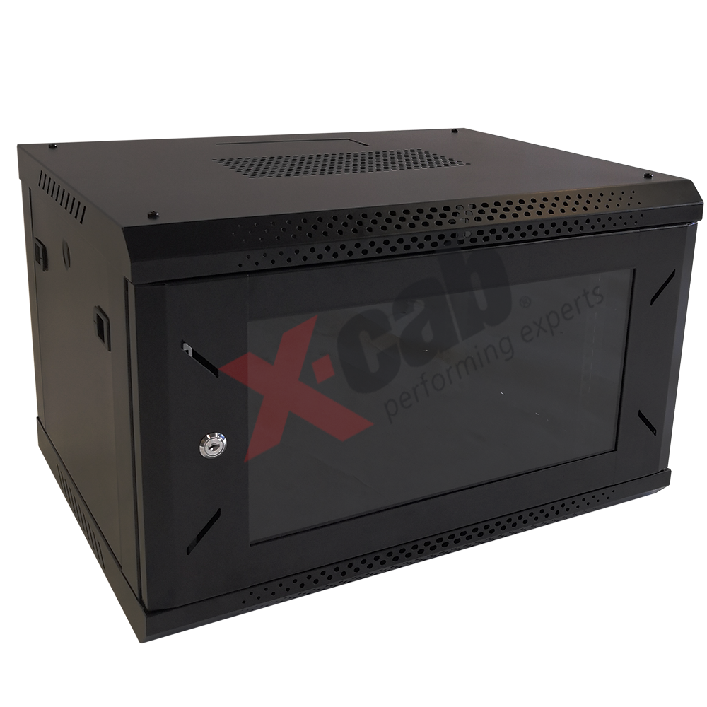 Cabinet metalic de perete 19", tip rack wallmount, 9U 600x600 mm, Xcab S Negru "Xcab-9U60S.9004"