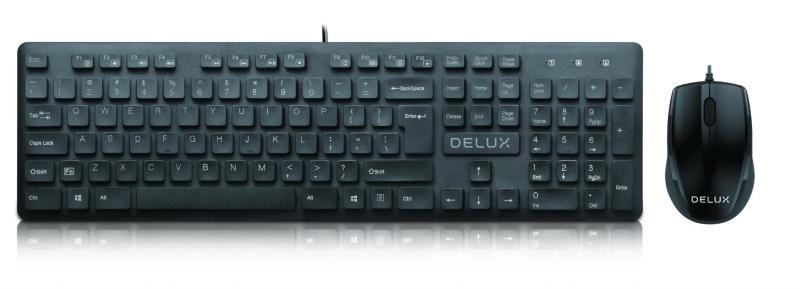 Kit TASTATURA si Mouse DELUX, "KA150U+M136BU", cu fir, 105 taste format standard, mouse , 3/1 butoane, negru, "KA150UKIT" (timbru verde 0.8 lei)