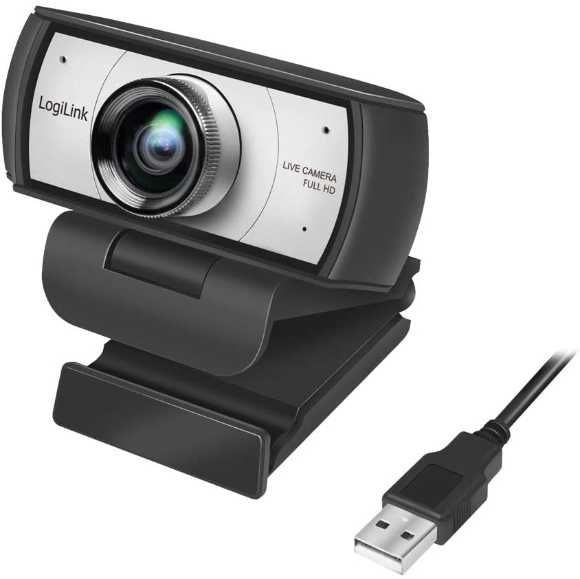 CAMERA WEB LOGILINK senzor. 1080p Full-HD cu rezolutie video 1920x1080; unghi vizualizare 120grade, pivotare 90grade, rotatie 180grade, microfon dual, cablu 1.6m, "UA0377" (timbru verde 0.18 lei)