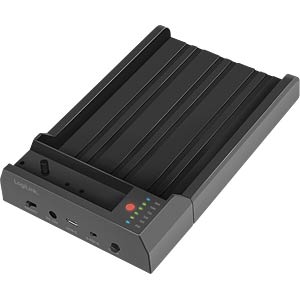 DOCKING station LOGILINK, USB 3.2 Gen2, pentru HDD/SSD 2.5" si 3.5" SATA, M.2 NVMe (PCIe) SSD, viteza max 10 Gb/s, functie clona, on/off, alim. 220V, negru "QP0031" (timbru verde 0.18 lei)