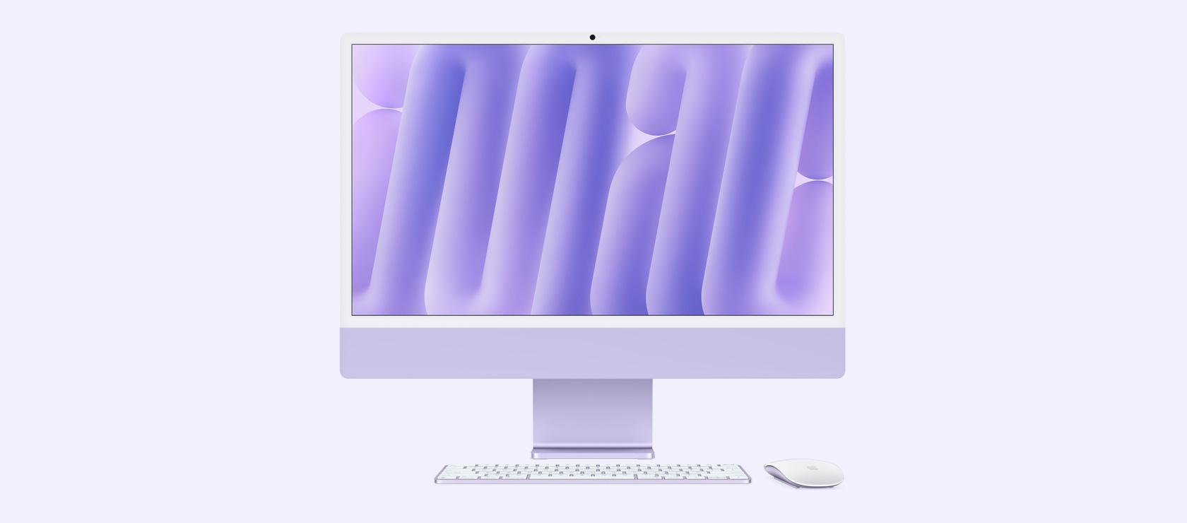All-In-One PC Apple iMac 24" 4.5K Retina, Apple M4, 16GB RAM, 512GB SSD, 8 core GPU, macOS Sequoia, INT keyboard, Purple "Z1E7000JW" (timbru verde 10 lei)