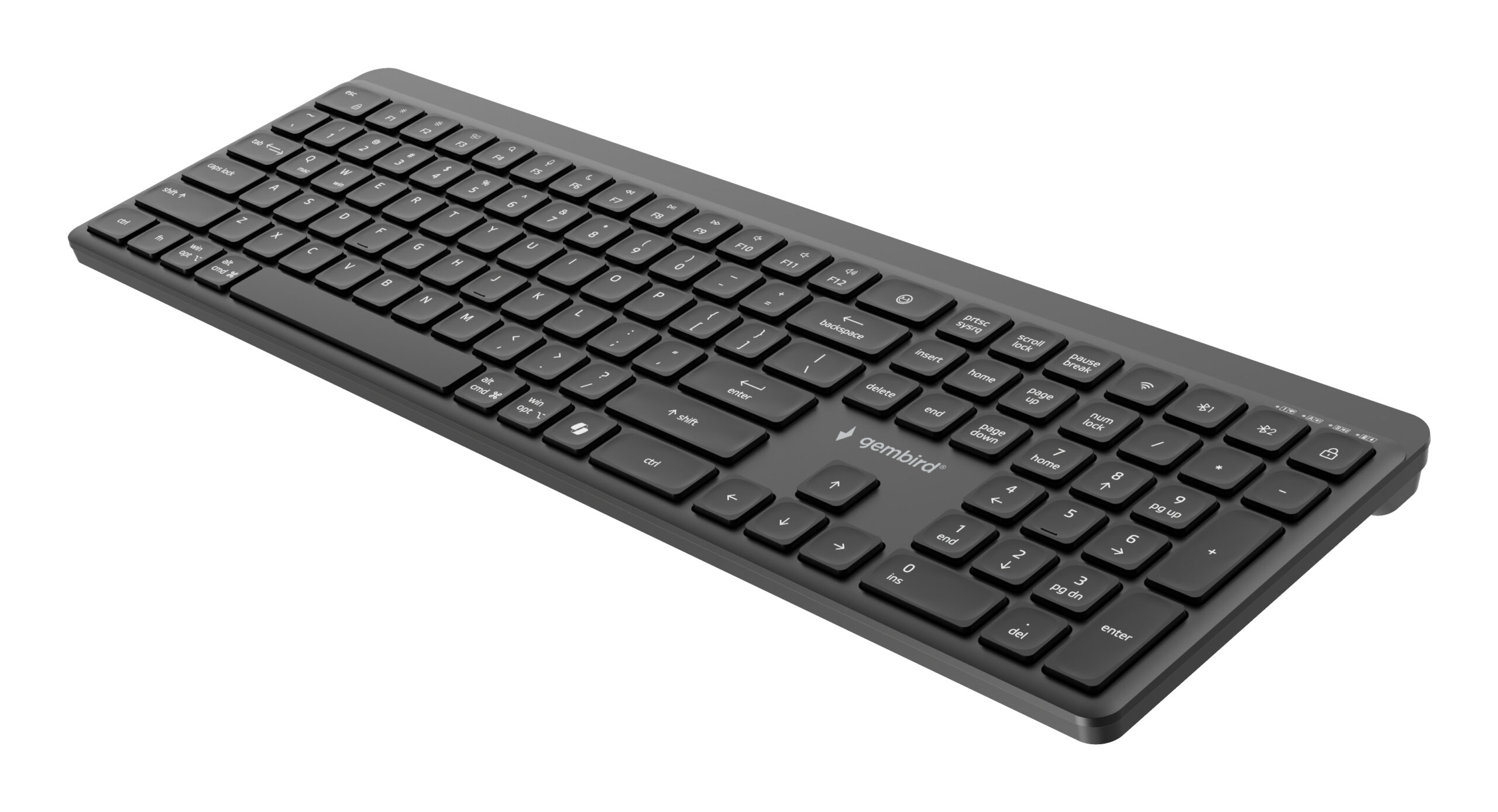 TASTATURA GEMBIRD wireless, dual-mode BT v5.1 + 2.4Ghz, 110 taste, Li-ion 300mAh, USB-C, black, "KB-WPS-03" - imagine 6