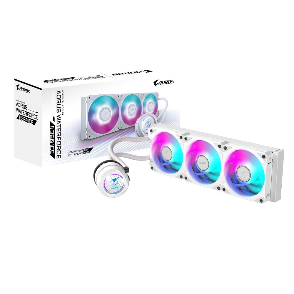 Cooler CPU Gigabyte Aorus Waterforce II 360 ICE, iluminare ARGB, 3x 120mm, 2300 rpm, PWM (Alb) "GP-AORUS WATERFORCE II 360I" (timbru verde 2 lei)
