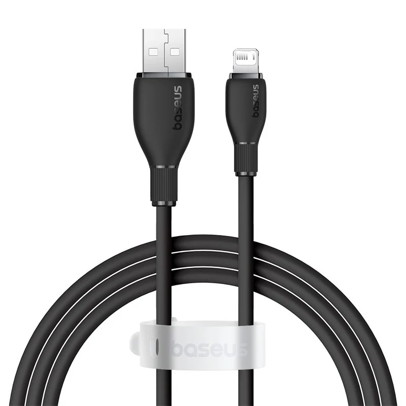 CABLU alimentare si date Baseus Pudding, Fast Charging Data Cable pt. smartphone, USB la Iphone Lightning 2.4A, 1.2m, negru "P10355700111-00" (timbru verde 0.08 lei) - 6932172634148
