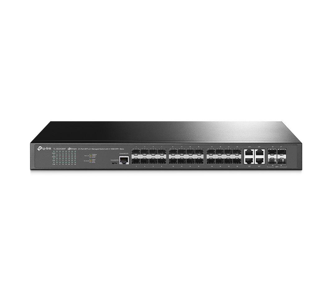 Switch TP-Link cu management, 24× Porturi SFP L2+ si 4× Sloturi 10GE SFP+ "TL-SG3428XF" (timbru verde 2 lei)