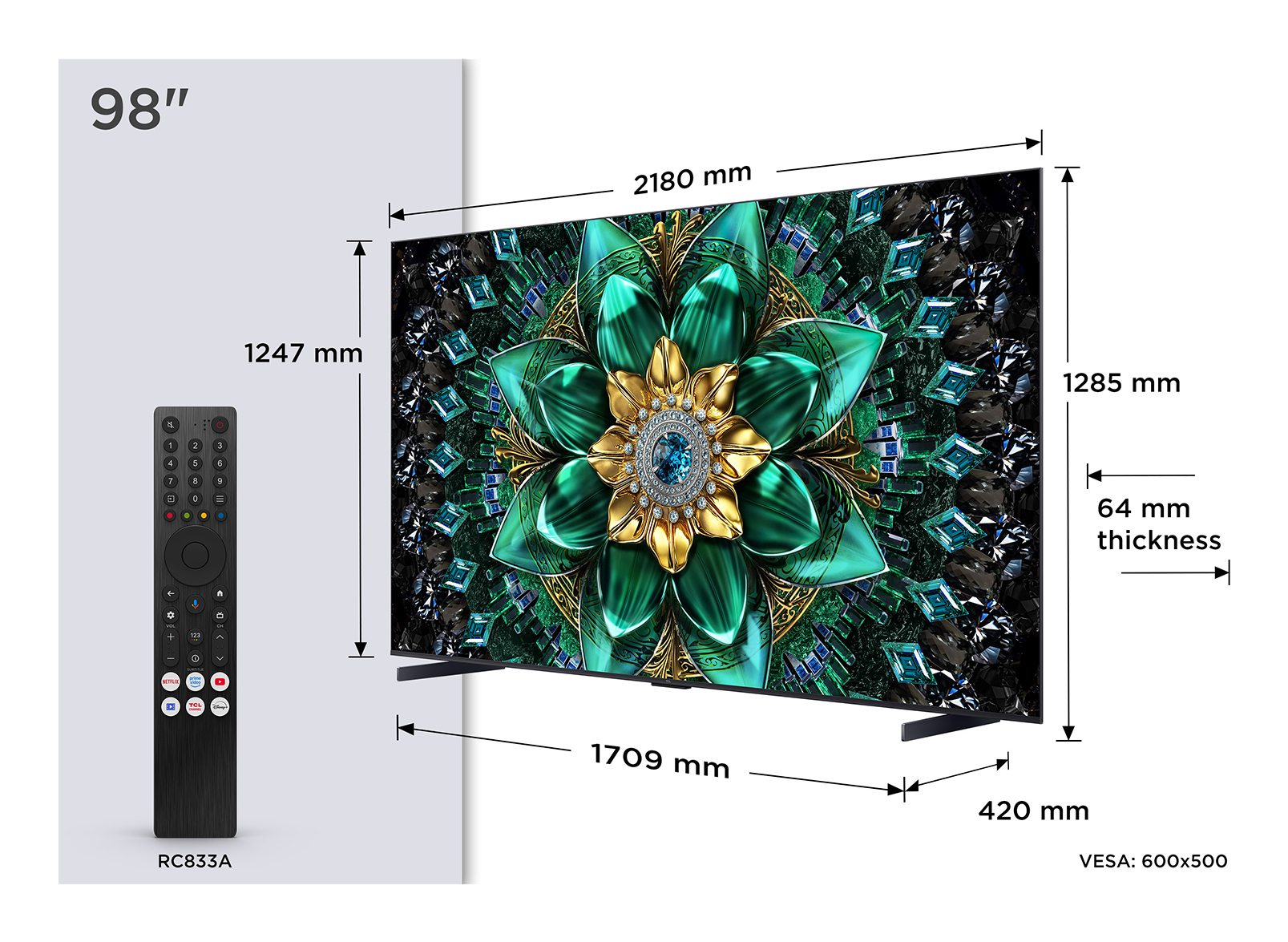 Mini LED TV 4K 98(248 cm) TCL 98Q6C "98Q6C" (timbru verde 15 lei)