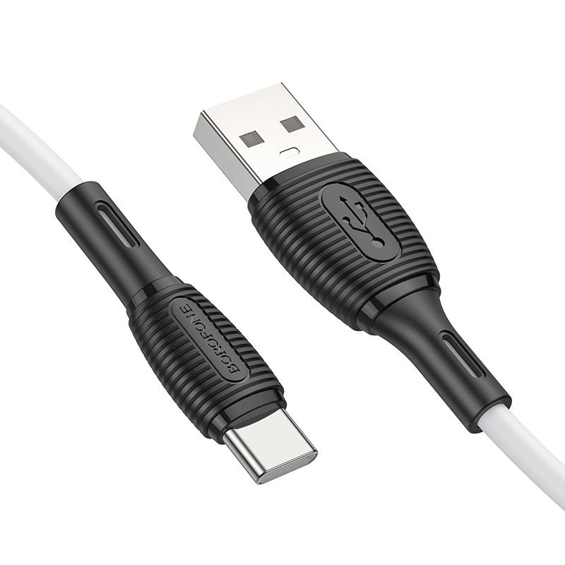 CABLU alimentare si date Borofone "BX86", Charging Data Cable pt. smartphone, USB la USB Type-C, 3A, 1m, alb "6974443388831" (timbru verde 0.18 lei)