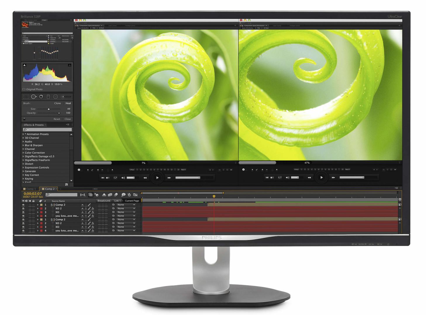MONITOR PHILIPS 31.5", grafica, VA, 4K UHD (3840 x 2160), Wide, 300 cd/mp, 4 ms, VGA, DVI, HDMI, DisplayPort, "328P6VJEB/00" (timbru verde 7 lei)