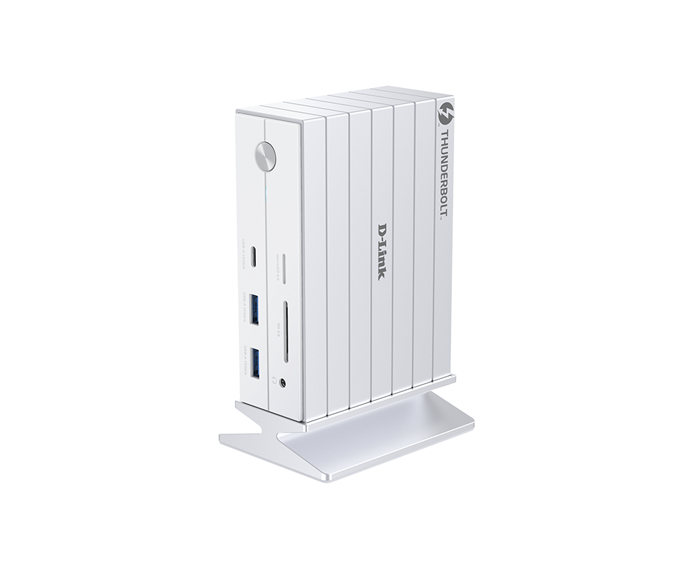 DOCKING STATION D-LINK, 14-in-1 Thunderbolt 4, conectare PC Type-C, porturi: 1xjack 3.5,1xSD/microSD slot, 3xUSB, 2xUSB 3.1, 1xUSB Type-C, 1xGigabit RJ45, 1xThunderbolt 4, 1xHDMI 2.1 8K/30Hz, 1xDP 1.4 8K/30Hz, alb "DUF-E01" (timbru verde 0.8 lei)