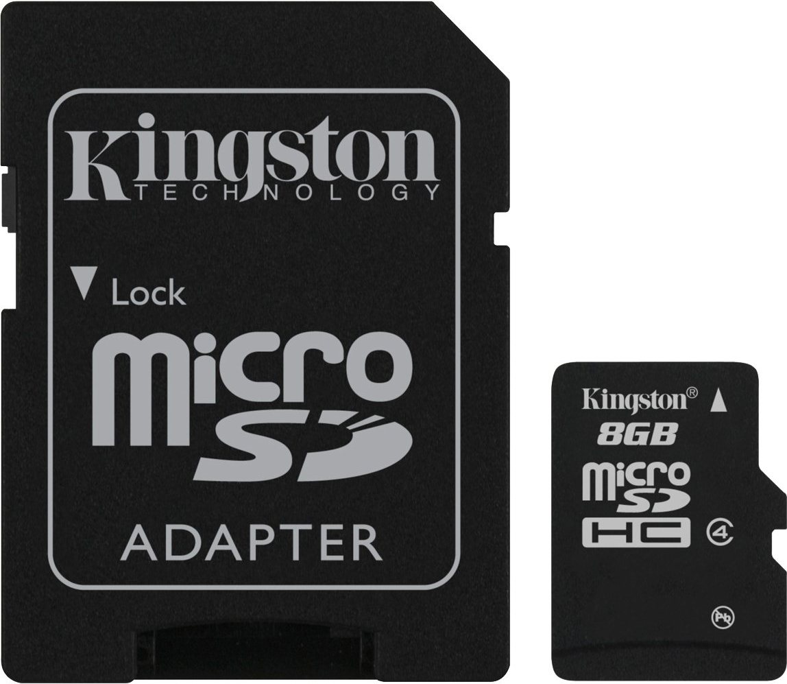 CARD MicroSD KINGSTON, 8 GB, MicroSDHC, clasa 4, standard nu e cazul, "SDC4/8GB" (timbru verde 0.03 lei)