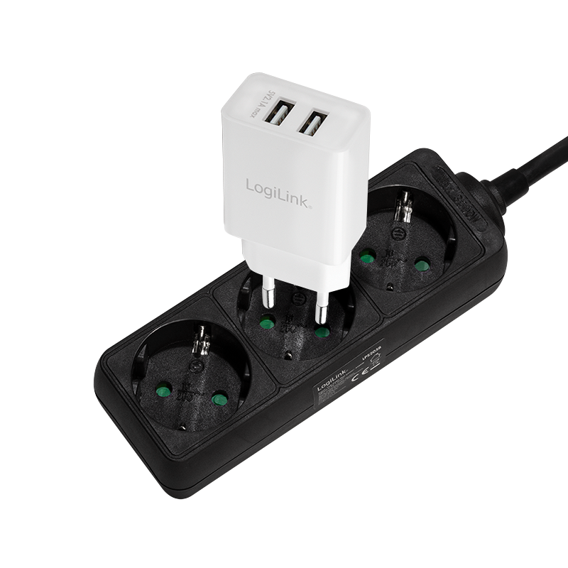 PRELUNGITOR LOGILINK, Schuko x 3, cablu 3G 1.5mm2, 230 V/16 A, 50 Hz, max. 3500 W, IP20, 1.5m, negru, "LPS205B" (timbru verde 0.8 lei)