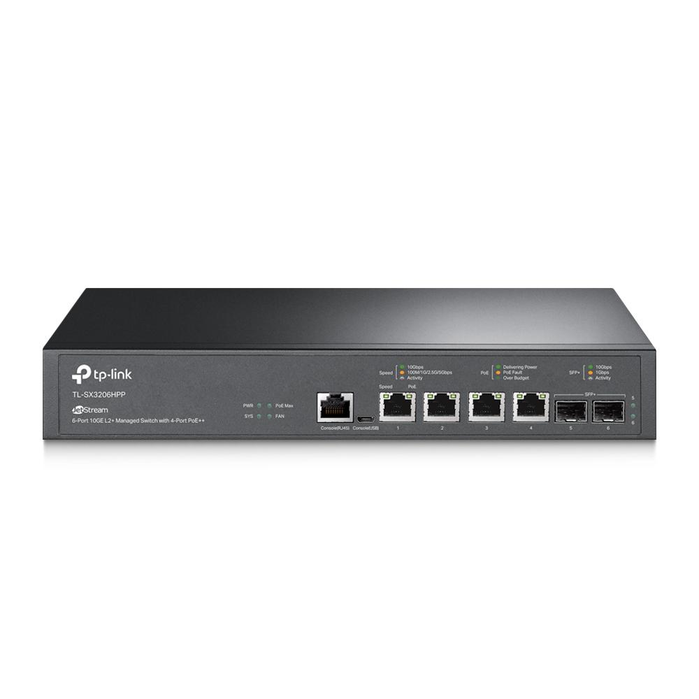 SWITCH TP-LINK 16 porturi JetStream cu Management | 6× Porturi 10GE si 4× Porturi PoE++. carcasa metalica "TL-SX3206HPP" (timbru verde 2 lei)