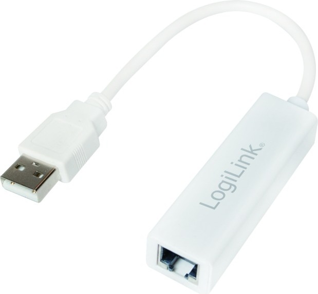 CABLU USB LOGILINK adaptor, USB 2.0 (T) la RJ45 (M), 10cm, 10/100 Mbit/s, alb, "UA0144B" (timbru verde 0.08 lei)