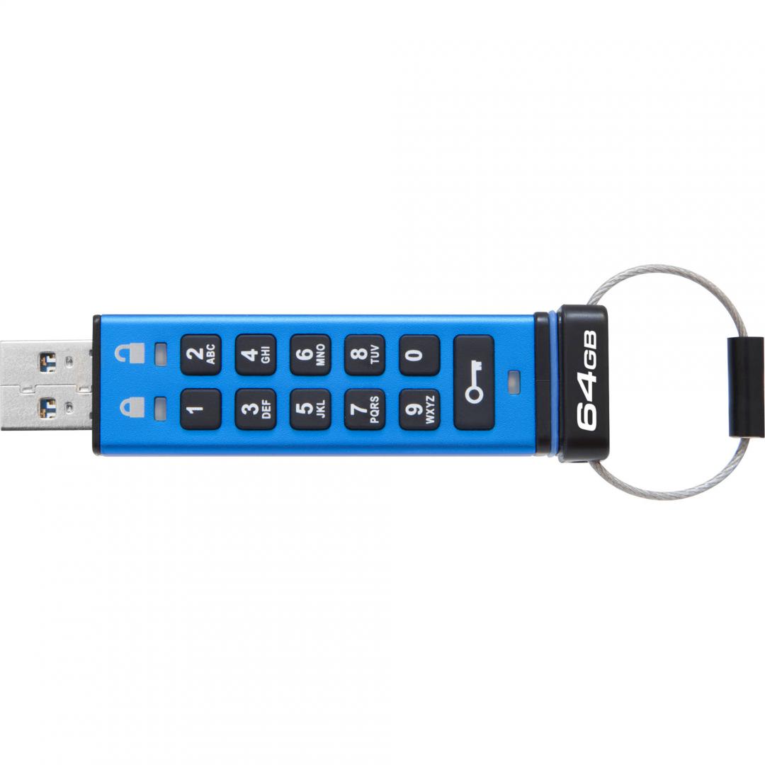 MEMORIE USB 3.1 KINGSTON 64 GB, cu capac | cu cifru, carcasa plastic, albastru, "DT2000/64GB" (timbru verde 0.03 lei)
