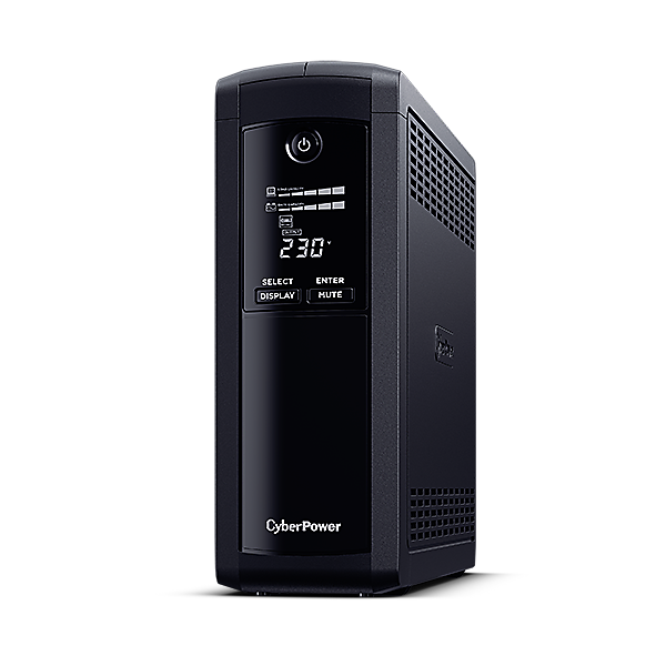 UPS CYBER POWER Line Int. cu sin. simulata, cu management, Tower, LCD, 1200VA/720W, AVR, 8x IEC, baterie 2x 12V/7Ah, incarcare pana la 8h, USB, 2x RJ45, RS232, tehn. GreenPower, "VP1200EILCD" (timbru verde 11 lei)