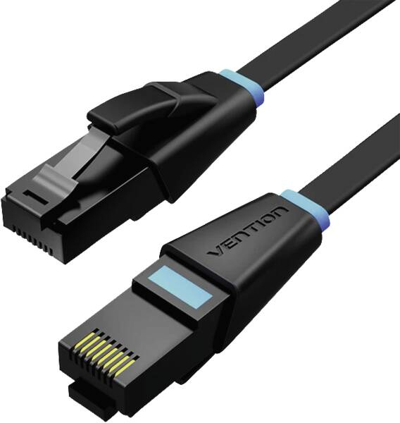 Patch cord UTP Vention, Cat. 6, RJ-45 (T) la RJ-45 (T), 1.5m, AWG32, 1000Mbps, plat, negru, "IBJBG" (timbru verde 0.08 lei) - 6922794745933