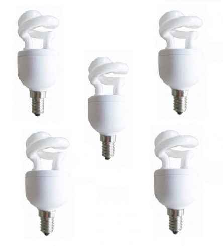 SET 5 becuri fluorescent Panasonic, soclu E27, putere 5W, forma spirala, lumina alb calda, alimentare 220 - 240 V, "EFD5E27HDE14E-5" (timbru verde 2.25 lei)