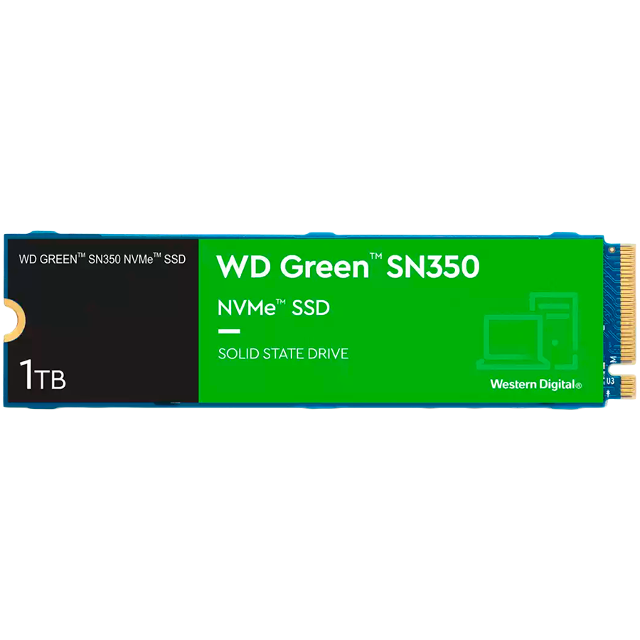 SSD WD Green SN350 1TB M.2 2280 PCIe Gen3 x4 NVMe QLC, Read/Write: 3200/2500 MBps, IOPS 300K/400K, TBW: 100 "WDS100T3G0C-00AZL0"