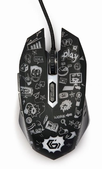 MOUSE GEMBIRD, gaming, cu fir, USB, optic, 3600 dpi, butoane/scroll 6/1, iluminare, cablu 1.5m, negru, "MUS-6B-GRAFIX-01" (timbru verde 0.18 lei)