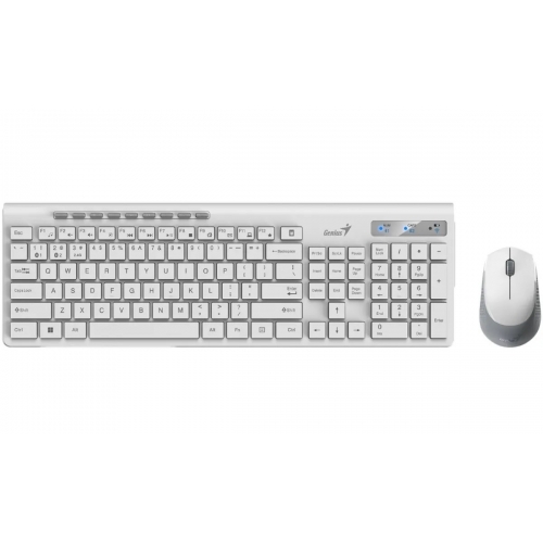 KIT wireless GENIUS, tastatura wireless 104 taste (multimedia) + mouse wireless 1200dpi, 3 butoane, BT5.3 + 2.4G, USB, alb, "SlimStar 8230" "331340015400" (timbru verde 0.8 lei)