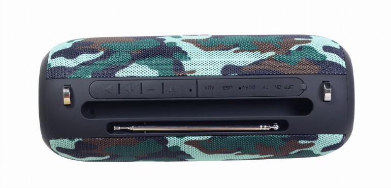 BOXE GEMBIRD portabile bluetooth, RMS: 10W (5W x 2), baterie 1200mAh, microSD, USB, FM-radio, antena, BT v5.1, 230x95x95mm, 521 grame, camo, "SPK-BT-17-CM" (timbru verde 0.03 lei)