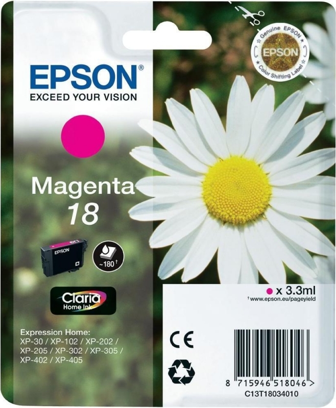 Cartus Cerneala Original Epson Magenta, T1803, pentru XP102|202|205|302|305|402|405, , (timbru verde 0.15 lei), "C13T18034010"