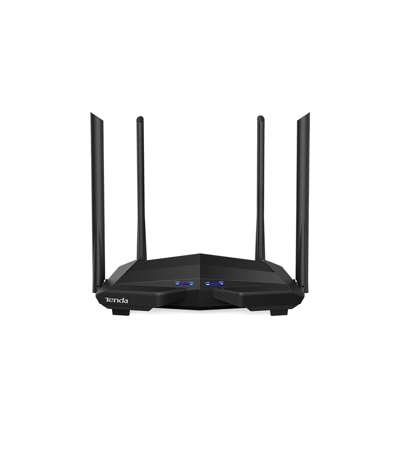 ROUTER Tenda wireless, 802.11a.c,AC 1200 Dual Band,Porturi 1 WAN, 3 LAN Gigabit ,Antene 4 externe 6 dbi ,CPU Dual Core 1 GHz,Gamimg & Streaming,Negru "AC10V3.0" (timbru verde 0.8 lei)