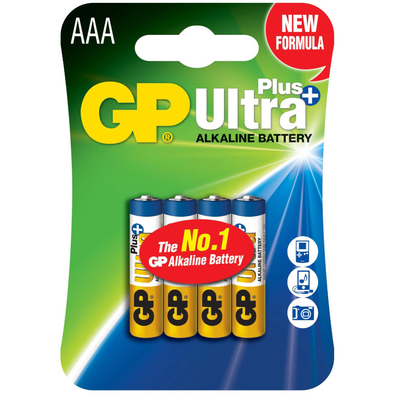 Baterie GP Batteries, Ultra+ Alcalina AAA (LR03) 1.5V alcalina, blister 4 buc. "GP24AUP-2UE4" "GPPCA24UP028" (timbru verde 0.32 lei)